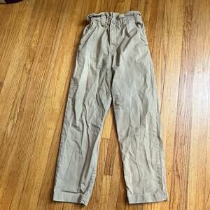 MOTHER DENIM Pants Womens 25 The Yoyo Ruffle Greaser Ankle Khaki Tan Paperbag *